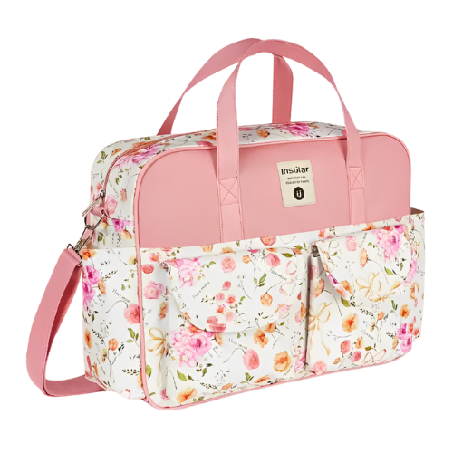 Bolsa maternidade rosa floral