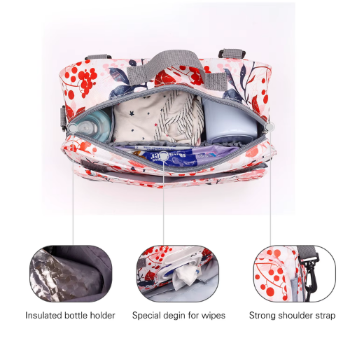 Bolsa maternidade folhas vermelhas