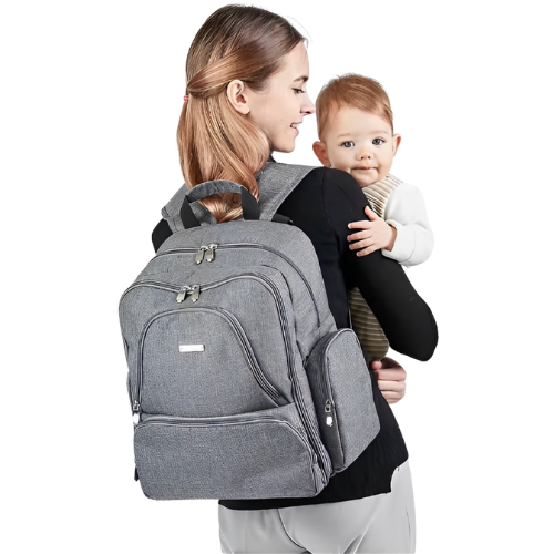 Mochila Maternidade cinza lisa