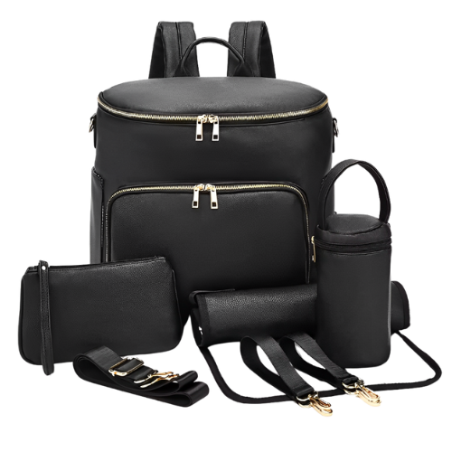 Mochila Maternidade couro preto