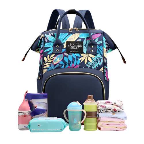 Mochila Maternidade Azul floral