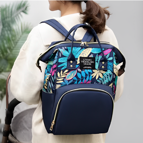 Mochila Maternidade Azul floral